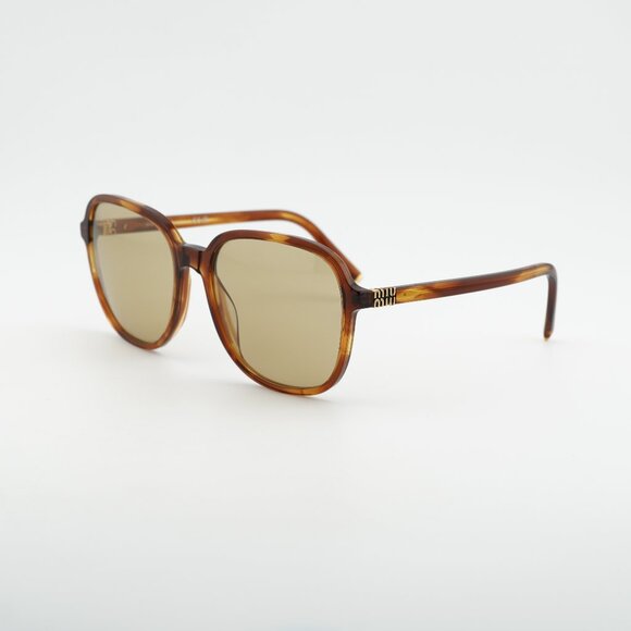 Miu Miu MUB01S 26E10R Sunglasses Havana Square Frame, Yellow Lenses main image 7